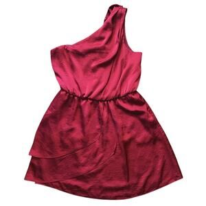 NWT BCBGeneration Satin One Shoulder Red Berry Cocktail Party Dress 8
